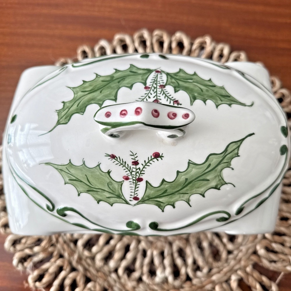RCCL Tureen Handpainted Christmas Holly Berry Signed JS #222 Portugal Ceramic‎ - Picture 5 of 11